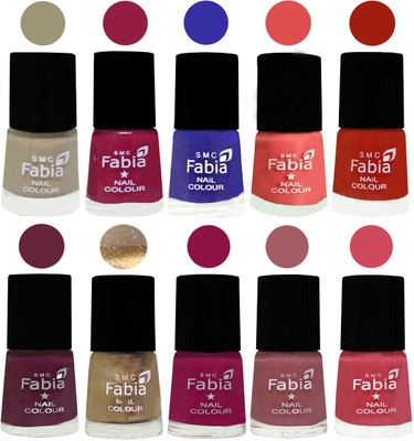 

FABIA 6ml Matte Multi Color Nail Polish / Long Lasting / Nail Art Matte Nail Polish05 Tan-Cherry Blossom-Shock Blue-Salmon-Shock Orange Red-Mulberry-Gold-Raspberry-Lip-Shock Pink(Pack of 10)