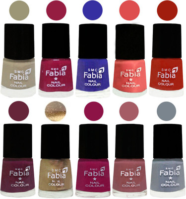

FABIA 6ml Matte Multi Color Nail Polish / Long Lasting / Nail Art Matte Nail Polish03 Tan-Cherry Blossom-Shock Blue-Salmon-Shock Orange Red-Mulberry-Gold-Raspberry-Lip-Wild Gray Yonder(Pack of 10)
