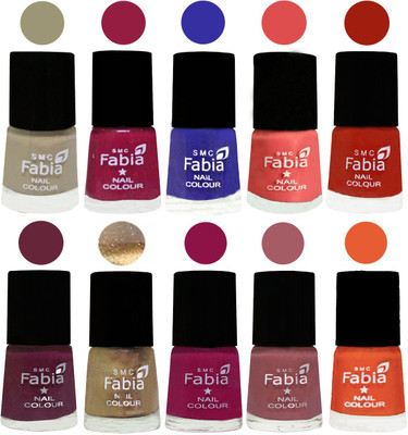 

FABIA 6ml Matte Multi Color Nail Polish / Long Lasting / Nail Art Matte Nail Polish06 Tan-Cherry Blossom-Shock Blue-Salmon-Shock Orange Red-Mulberry-Gold-Raspberry-Lip-Sour Orange(Pack of 10)