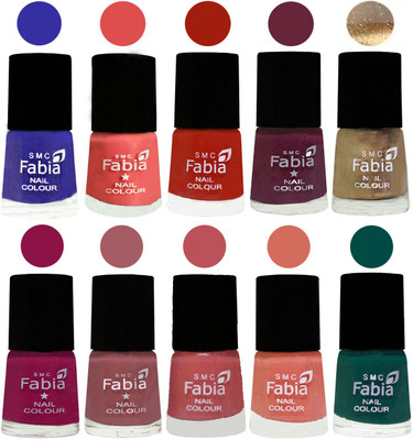 

FABIA 6ml Matte Multi Color Nail Polish / Long Lasting / Nail Art Matte Nail Polish110 Shock Blue-Salmon-Shock Orange Red-Mulberry-Gold-Raspberry-Lip-Bazooka Joe-Light Peach-Pine Green(Pack of 10)