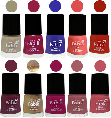 

FABIA 6ml Matte Multi Color Nail Polish / Long Lasting / Nail Art Matte Nail Polish22 Tan-Cherry Blossom-Shock Blue-Salmon-Shock Orange Red-Mulberry-Gold-Raspberry-Lip-Coral Pink(Pack of 10)