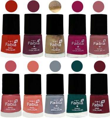 

FABIA 6ml Matte Multi Color Nail Polish / Long Lasting / Nail Art Matte Nail Polish169 Shock Orange Red-Mulberry-Gold-Raspberry-Lip-Bazooka Joe-Light Peach-Wild Gray Yonder-Dark Green-Jam(Pack of 10)