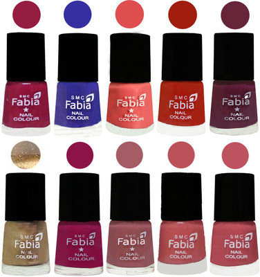 

FABIA 6ml Matte Multi Color Nail Polish / Long Lasting / Nail Art Matte Nail Polish60 Cherry Blossom-Shock Blue-Salmon-Shock Orange Red-Mulberry-Gold-Raspberry-Lip-Bazooka Joe-Coral Pink(Pack of 10)