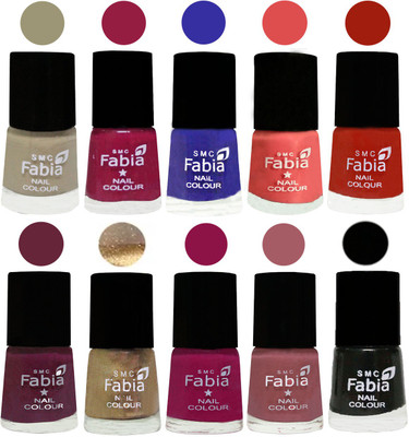 

FABIA 6ml Matte Multi Color Nail Polish / Long Lasting / Nail Art Matte Nail Polish39 Tan-Cherry Blossom-Shock Blue-Salmon-Shock Orange Red-Mulberry-Gold-Raspberry-Lip-Black(Pack of 10)