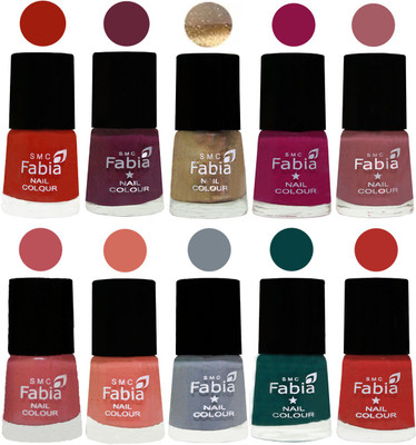 

FABIA 6ml Matte Multi Color Nail Polish / Long Lasting / Nail Art Matte Nail Polish164 Shock Orange Red-Mulberry-Gold-Raspberry-Lip-Bazooka Joe-Light Peach-Wild Gray Yonder-Dark Green-Candy Orange(Pack of 10)