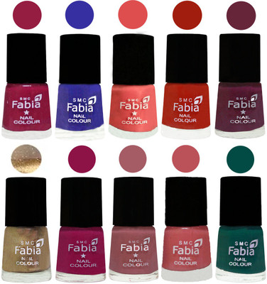 

FABIA 6ml Matte Multi Color Nail Polish / Long Lasting / Nail Art Matte Nail Polish73 Cherry Blossom-Shock Blue-Salmon-Shock Orange Red-Mulberry-Gold-Raspberry-Lip-Bazooka Joe-Pine Green(Pack of 10)