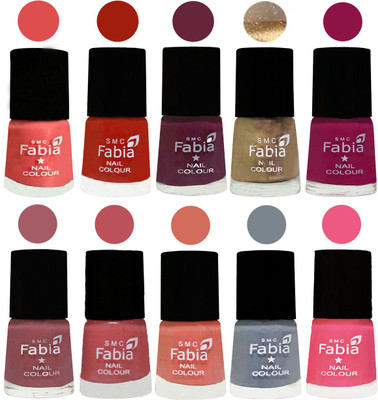 

FABIA 6ml Matte Multi Color Nail Polish / Long Lasting / Nail Art Matte Nail Polish144 Salmon-Shock Orange Red-Mulberry-Gold-Raspberry-Lip-Bazooka Joe-Light Peach-Wild Gray Yonder-Shock Pink Light(Pack of 10)