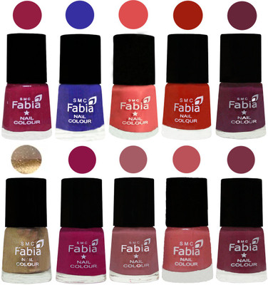 

FABIA 6ml Matte Multi Color Nail Polish / Long Lasting / Nail Art Matte Nail Polish69 Cherry Blossom-Shock Blue-Salmon-Shock Orange Red-Mulberry-Gold-Raspberry-Lip-Bazooka Joe-Plum(Pack of 10)