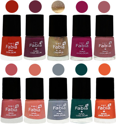 

FABIA 6ml Matte Multi Color Nail Polish / Long Lasting / Nail Art Matte Nail Polish152 Shock Orange Red-Mulberry-Gold-Raspberry-Lip-Bazooka Joe-Light Peach-Wild Gray Yonder-Dark Green-Sour Orange(Pack of 10)