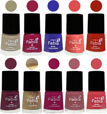 

FABIA 6ml Matte Multi Color Nail Polish / Long Lasting / Nail Art Matte Nail Polish17 Tan-Cherry Blossom-Shock Blue-Salmon-Shock Orange Red-Mulberry-Gold-Raspberry-Lip-Strawberry(Pack of 10)