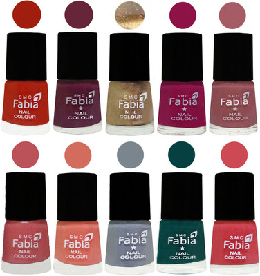 

FABIA 6ml Matte Multi Color Nail Polish / Long Lasting / Nail Art Matte Nail Polish163 Shock Orange Red-Mulberry-Gold-Raspberry-Lip-Bazooka Joe-Light Peach-Wild Gray Yonder-Dark Green-Strawberry(Pack of 10)