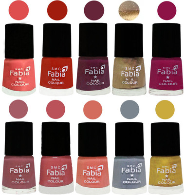 

FABIA 6ml Matte Multi Color Nail Polish / Long Lasting / Nail Art Matte Nail Polish145 Salmon-Shock Orange Red-Mulberry-Gold-Raspberry-Lip-Bazooka Joe-Light Peach-Wild Gray Yonder-Mattis gold(Pack of 10)
