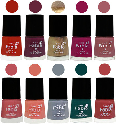 

FABIA 6ml Matte Multi Color Nail Polish / Long Lasting / Nail Art Matte Nail Polish156 Shock Orange Red-Mulberry-Gold-Raspberry-Lip-Bazooka Joe-Light Peach-Wild Gray Yonder-Dark Green-Peach(Pack of 10)