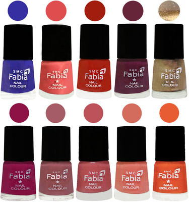 

FABIA 6ml Matte Multi Color Nail Polish / Long Lasting / Nail Art Matte Nail Polish81 Shock Blue-Salmon-Shock Orange Red-Mulberry-Gold-Raspberry-Lip-Bazooka Joe-Light Peach-Sour Orange(Pack of 10)