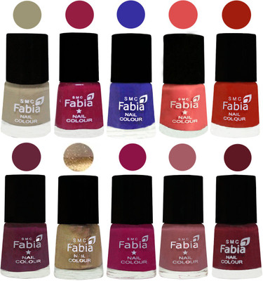 

FABIA 6ml Matte Multi Color Nail Polish / Long Lasting / Nail Art Matte Nail Polish23 Tan-Cherry Blossom-Shock Blue-Salmon-Shock Orange Red-Mulberry-Gold-Raspberry-Lip-Jam(Pack of 10)