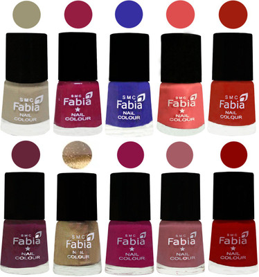 

FABIA 6ml Matte Multi Color Nail Polish / Long Lasting / Nail Art Matte Nail Polish21 Tan-Cherry Blossom-Shock Blue-Salmon-Shock Orange Red-Mulberry-Gold-Raspberry-Lip-Red(Pack of 10)