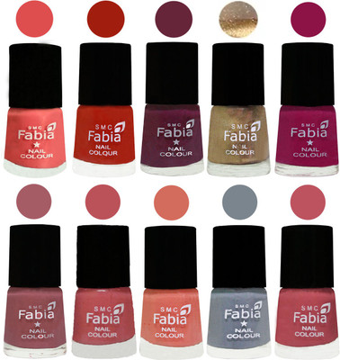 

FABIA 6ml Matte Multi Color Nail Polish / Long Lasting / Nail Art Matte Nail Polish133 Salmon-Shock Orange Red-Mulberry-Gold-Raspberry-Lip-Bazooka Joe-Light Peach-Wild Gray Yonder-Coral Pink(Pack of 10)