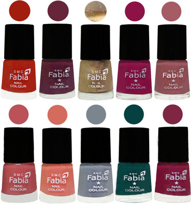 

FABIA 6ml Matte Multi Color Nail Polish / Long Lasting / Nail Art Matte Nail Polish165 Shock Orange Red-Mulberry-Gold-Raspberry-Lip-Bazooka Joe-Light Peach-Wild Gray Yonder-Dark Green-Dark Magenta(Pack of 10)