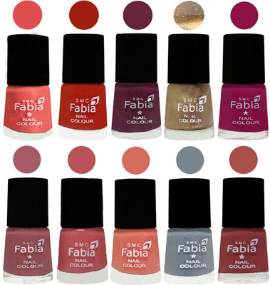 

FABIA 6ml Matte Multi Color Nail Polish / Long Lasting / Nail Art Matte Nail Polish141 Salmon-Shock Orange Red-Mulberry-Gold-Raspberry-Lip-Bazooka Joe-Light Peach-Wild Gray Yonder-Dark Peach(Pack of 10)