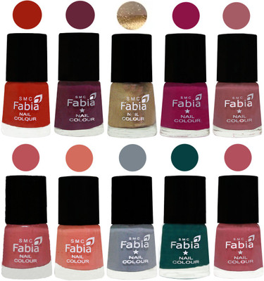 

FABIA 6ml Matte Multi Color Nail Polish / Long Lasting / Nail Art Matte Nail Polish153 Shock Orange Red-Mulberry-Gold-Raspberry-Lip-Bazooka Joe-Light Peach-Wild Gray Yonder-Dark Green-Mauve Pink(Pack of 10)