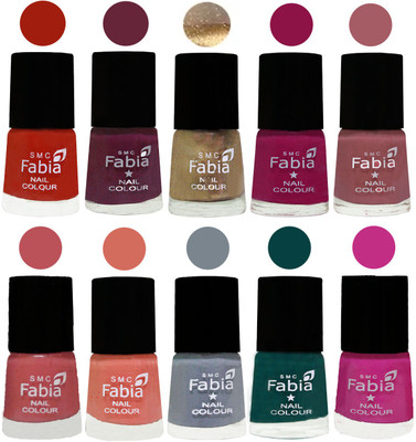 

FABIA 6ml Matte Multi Color Nail Polish / Long Lasting / Nail Art Matte Nail Polish159 Shock Orange Red-Mulberry-Gold-Raspberry-Lip-Bazooka Joe-Light Peach-Wild Gray Yonder-Dark Green-Pink Pink(Pack of 10)