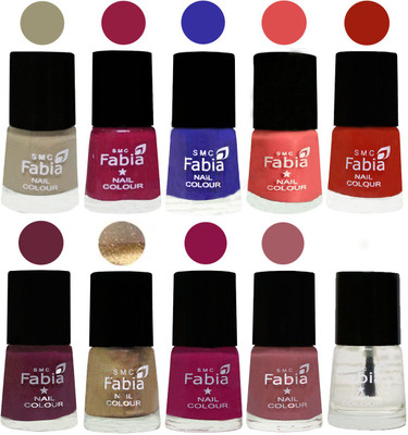 

FABIA 6ml Matte Multi Color Nail Polish / Long Lasting / Nail Art Matte Nail Polish37 Tan-Cherry Blossom-Shock Blue-Salmon-Shock Orange Red-Mulberry-Gold-Raspberry-Lip-Top Coat(Pack of 10)