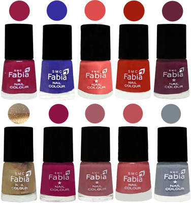 

FABIA 6ml Matte Multi Color Nail Polish / Long Lasting / Nail Art Matte Nail Polish41 Cherry Blossom-Shock Blue-Salmon-Shock Orange Red-Mulberry-Gold-Raspberry-Lip-Bazooka Joe-Wild Gray Yonder(Pack of 10)