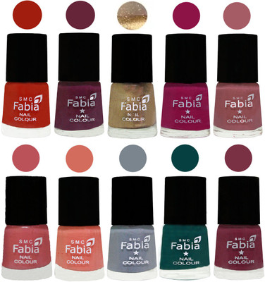 

FABIA 6ml Matte Multi Color Nail Polish / Long Lasting / Nail Art Matte Nail Polish177 Shock Orange Red-Mulberry-Gold-Raspberry-Lip-Bazooka Joe-Light Peach-Wild Gray Yonder-Dark Green-Plum(Pack of 10)