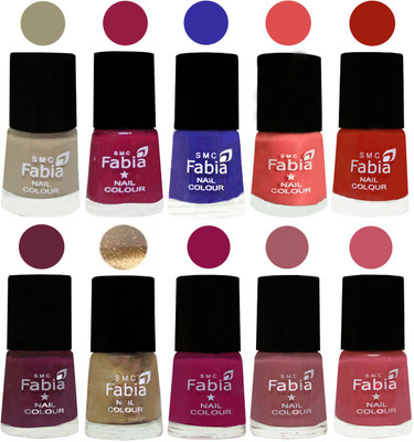 

FABIA 6ml Matte Multi Color Nail Polish / Long Lasting / Nail Art Matte Nail Polish24 Tan-Cherry Blossom-Shock Blue-Salmon-Shock Orange Red-Mulberry-Gold-Raspberry-Lip-Light Pink(Pack of 10)
