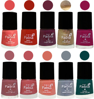 

FABIA 6ml Matte Multi Color Nail Polish / Long Lasting / Nail Art Matte Nail Polish115 Salmon-Shock Orange Red-Mulberry-Gold-Raspberry-Lip-Bazooka Joe-Light Peach-Wild Gray Yonder-Dark Green(Pack of 10)