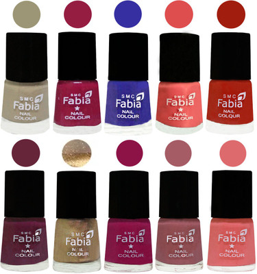 

FABIA 6ml Matte Multi Color Nail Polish / Long Lasting / Nail Art Matte Nail Polish15 Tan-Cherry Blossom-Shock Blue-Salmon-Shock Orange Red-Mulberry-Gold-Raspberry-Lip-Baby Pink(Pack of 10)