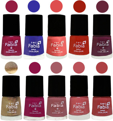 

FABIA 6ml Matte Multi Color Nail Polish / Long Lasting / Nail Art Matte Nail Polish48 Cherry Blossom-Shock Blue-Salmon-Shock Orange Red-Mulberry-Gold-Raspberry-Lip-Bazooka Joe-Peach(Pack of 10)