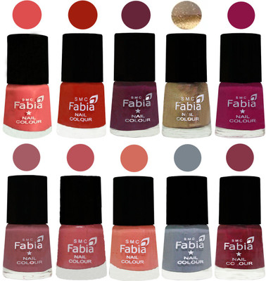 

FABIA 6ml Matte Multi Color Nail Polish / Long Lasting / Nail Art Matte Nail Polish123 Salmon-Shock Orange Red-Mulberry-Gold-Raspberry-Lip-Bazooka Joe-Light Peach-Wild Gray Yonder-Wine Red(Pack of 10)