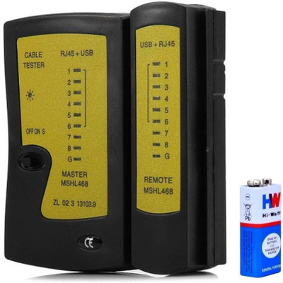 

Etake Network Wire LAN Tester Network RJ45 RJ11 RJ12 Cat5 Detachable Portable Multifunction LAN Networking Cable Testing Tool Kit with Battery for Interface Card Network Interface Card(Yellow)