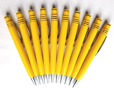 

Swarnalekha Glow Yellow Pen 10 Pcs, & 5 Pcs. Extra Refill, Blue Ball Pen(Pack of 10)