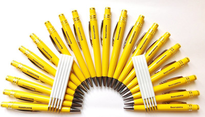 Swarnalekha Glow Yellow Pen 20 Pieces & 10 Pieces Extra Refill, Plastic Ball Pen(Pack of 30, Ink Color - Blue)
