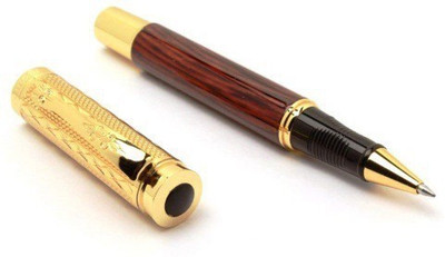 

SMKT Dikawen Roller Pen 8026 Golden Clip Scale gold pieces pattern Medium tip,WOOD FINISH MEHROON with Ink Refill , Luxury Design Pen Gift Set SMKT Refill(Pack of 3)