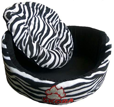 

Skora Imported Export Quality Round Shape Pet Bed for Color Zebra Line Printed Black and White for Medium & large dogs Dog House