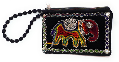 

Unique Fashion Embroidered Black Velvet Elephant Design Mobile Pouch/Purse for Girls/Women Mobile Pouch(Black, Multicolor)