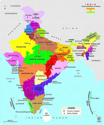 

KRIREEN Educational India Map Jigsaw Puzzle 99 Pieces Set Multicolour(99 Pieces)