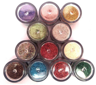 

Shree Ram Eye Care Thick Body Shimmer Glitter for Beauty Queen (Set of 12)(Multicolor)