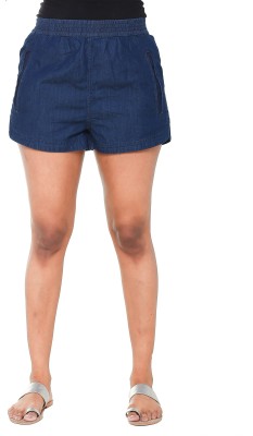 TWIST Solid Women Denim Blue Denim Shorts