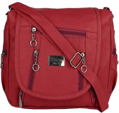 

Mukul Collection Women Casual Maroon PU Sling Bag
