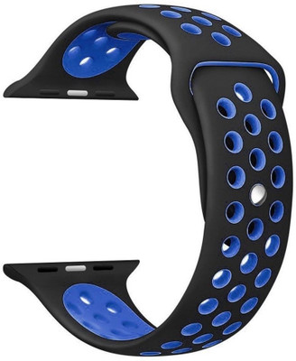

CELLFATHER Soft Silicone Sport Strap Replacement iWatch Wristband for Apple iWatch Series 3 Series 2 Series 1 Sport Edition Nike 38mm (Black/Blue) WATCH NOT INCLUDED Smart Watch Strap(Blue)