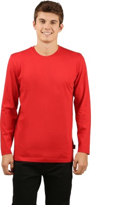 zebu Solid Men Round Neck Red T-Shirt