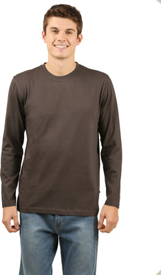 zebu Solid Men Round Neck Grey T-Shirt