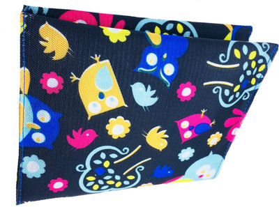 

Meher Collection Cosmetic Pouch(Multicolor, Blue), Blue button;blue lining;multicolor bird print