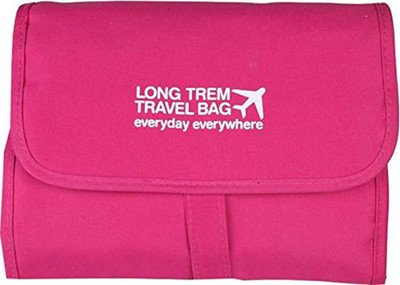 

Swadec Long Folding Hanging Cosmetic Makeup Travel Organizer kit with detachable pockets Travel Toiletry Kit(Pink)