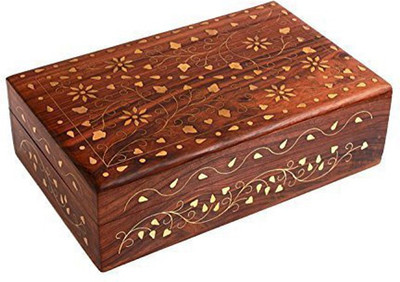 

Green Wood Handmade Wooden Jewellery Box for Women Jewel Organizer Flower Décor, 6 x 4 inches Jewellery Box Vanity Box(Brown)