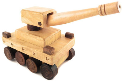 

rrb Wooden Haldu Push Pulled Fighting Tank Model Toy(Brown)